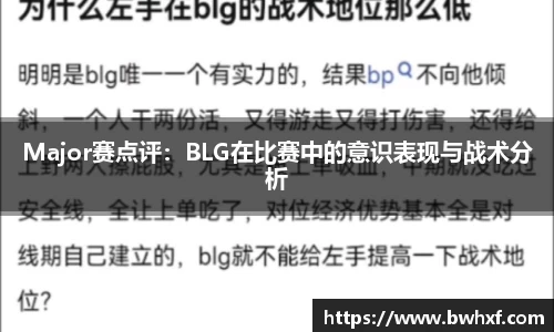 Major赛点评：BLG在比赛中的意识表现与战术分析